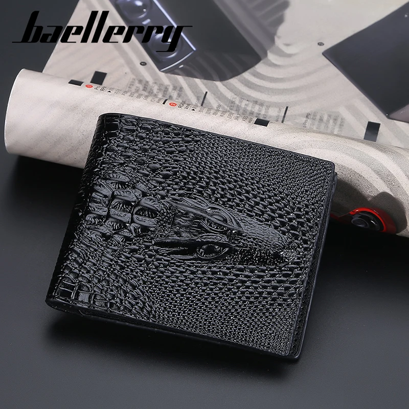 

Baellerry Men Wallets Top Quality Card Holder Short Men's Wallet Crocodile Pattern Coin Pocket Photo Holder Slim Male Purse