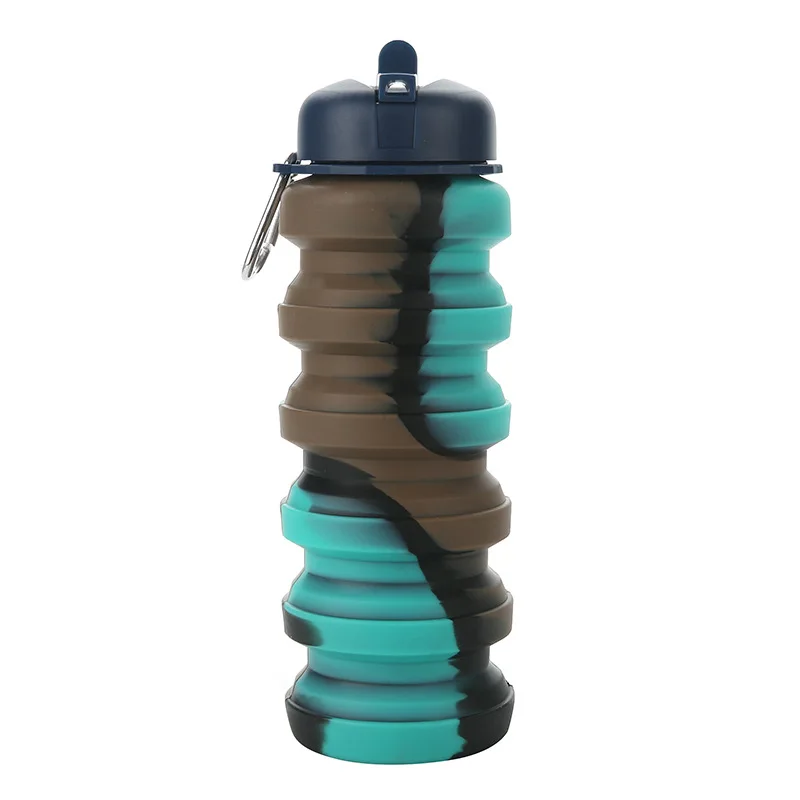 1Pcs Food Grade Silikon Klapp Wasser Tasse Outdoor Tragbare Teleskop Trinkbecher Kreativität Camouflage Sport Wasser Tasse