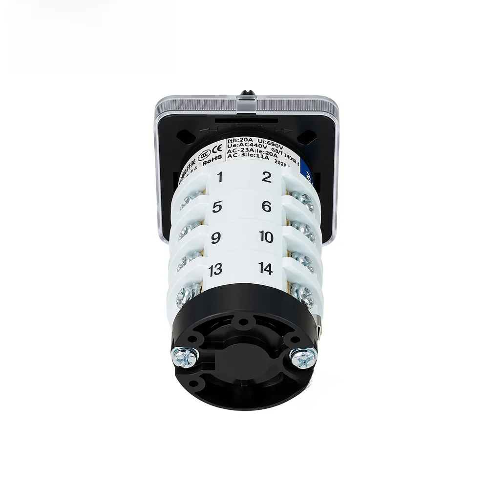Rotary Switch for Electrical Distribution Systems 9 Position 4 Circuit 20A 690V AC 440V 50Hz 60Hz Compatibility