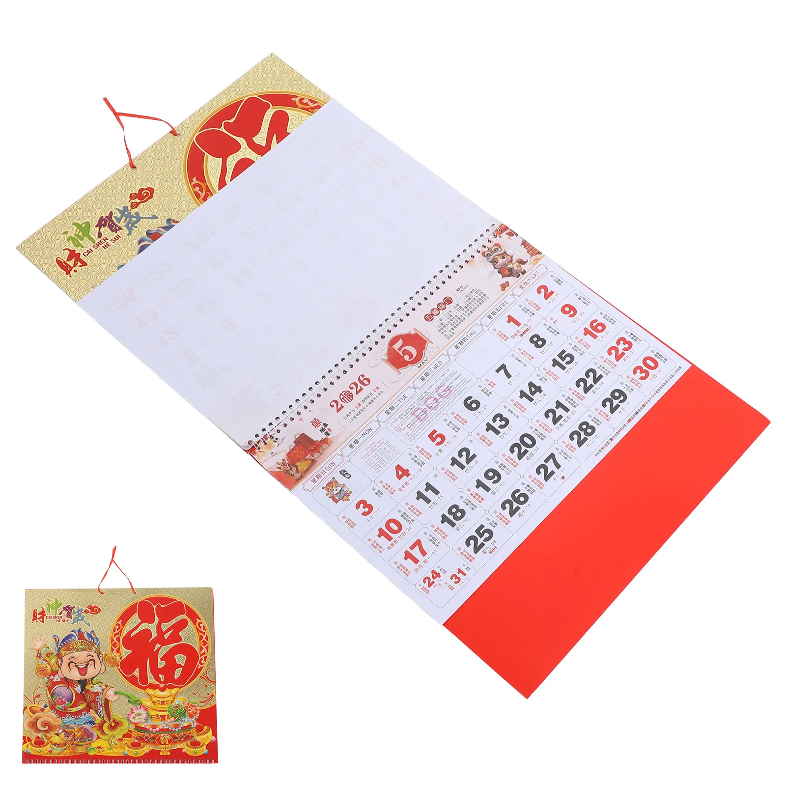 

Chinese Wall Calendar 2026 Horse Year Hanging Lunar Festival Tearable Calendar Traditional Decoration for Home Office