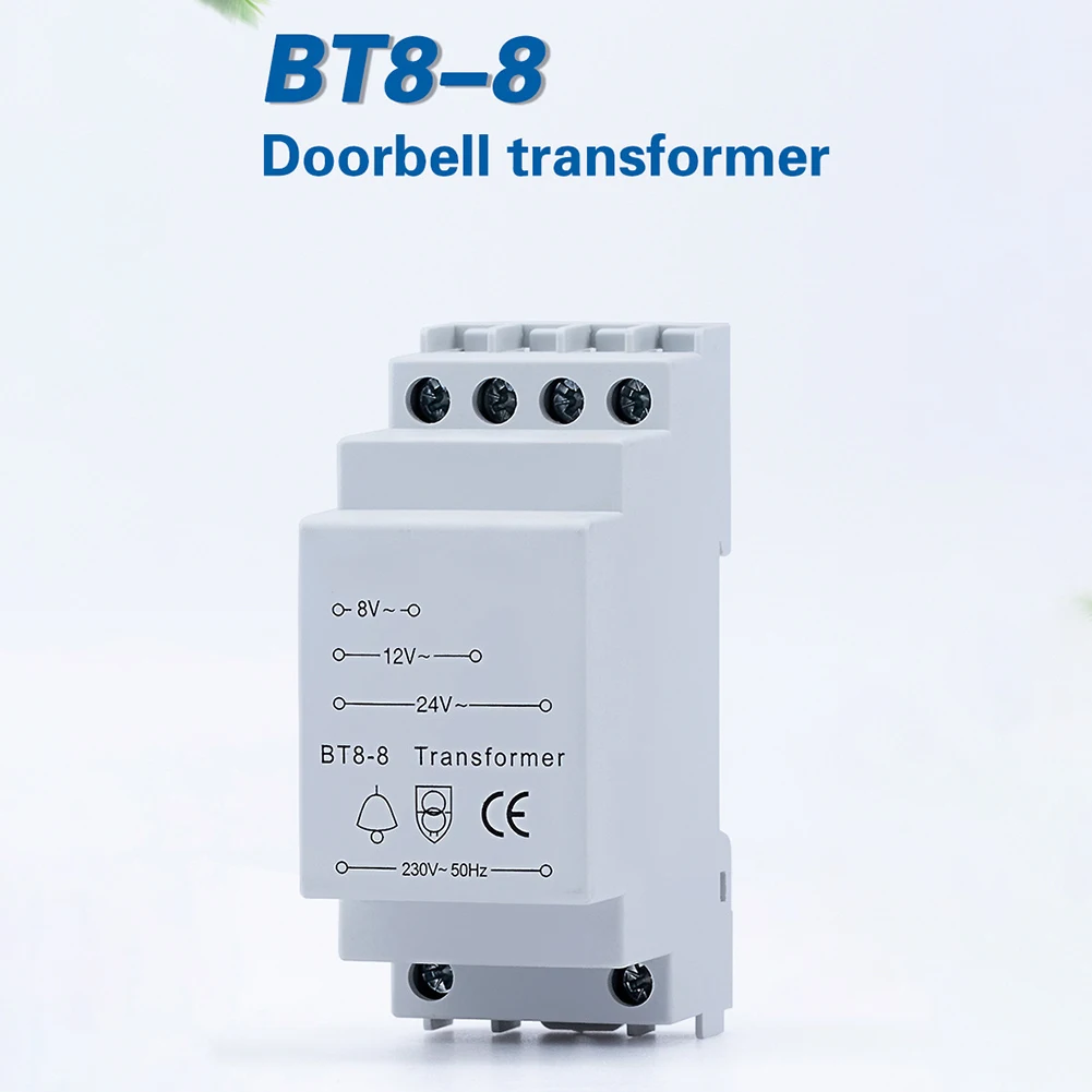 Multi-Voltage Doorbell Transformer 8V 12V 24V With Rail Mount Design And Low Frequency Operation For Reliable Home Electrical