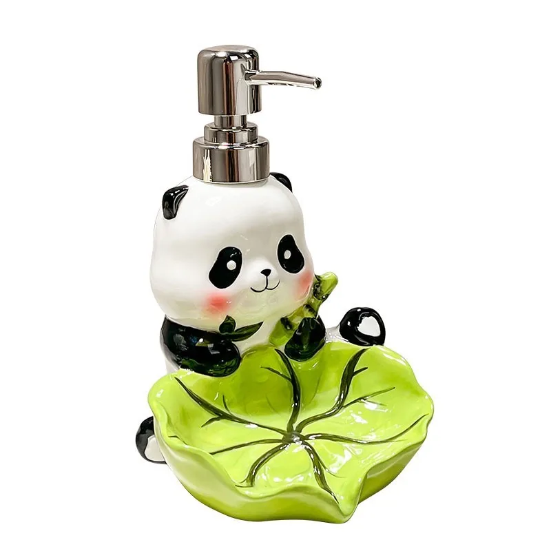 Cute panda multi-functional drain ceramic bottle, bathroom shower gel sub-bottling ornament