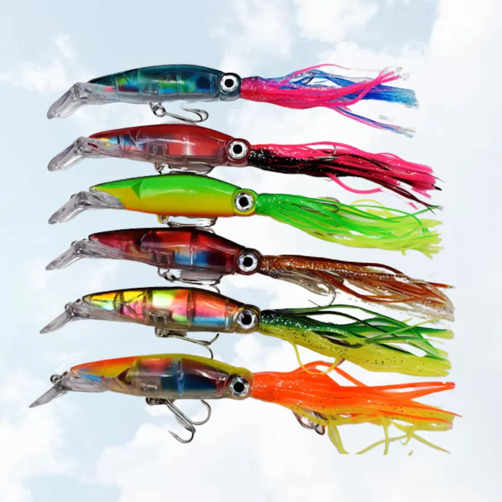 

6Pcs Biomorphic Octopus Lure Fake Fishing Bait Plastic Metal Construction Colorful Design Exquisite Detail Easy Catching