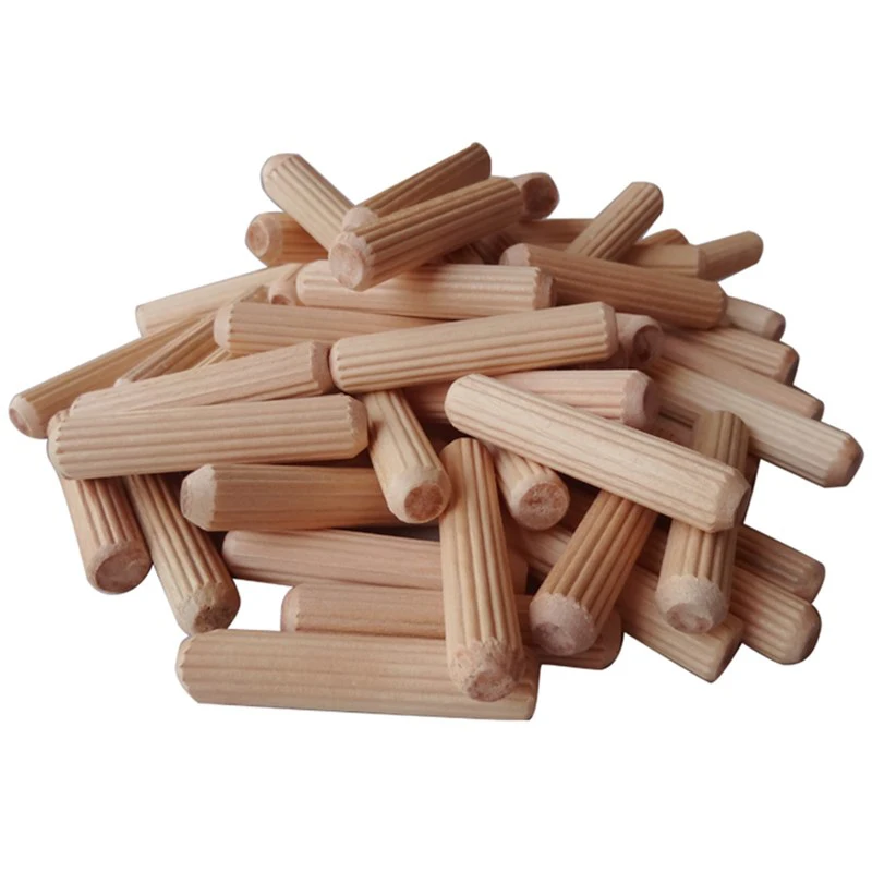 

500PCS Woodworking Round Wood Tenon Bed Cupboard Wardrobe Cabinet Drawer Round Fluted Wood Wooden Craft Dowel Sticks Pins Rods