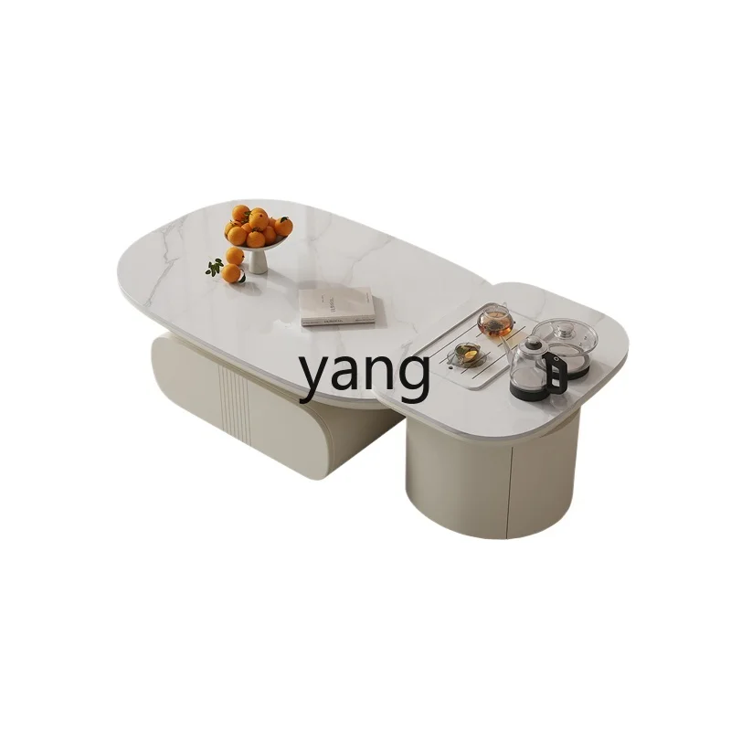 

LMM modern milky white brewed tea table small apartment multi-functional telescopic TV cabinet