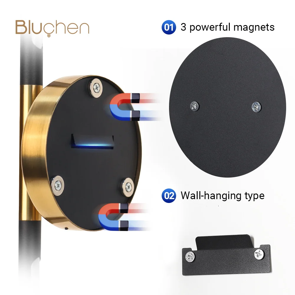 قابلة للشحن وحدة إضاءة LED جداريّة مصباح 4400mAh 16H عن بعد عكس الضوء المغناطيسي و جدار جبل قضبان قابلة للفصل USB نوع-C إضاءة داخلية المنزل #4