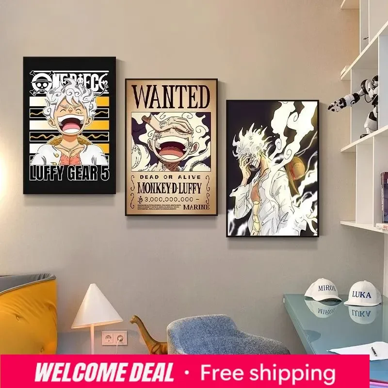 

2026 One Piece Canvas Wall Art, Anime Manga Wall Decor For Game Roomr,Wanted PosterBoys Room Game Room Unframed