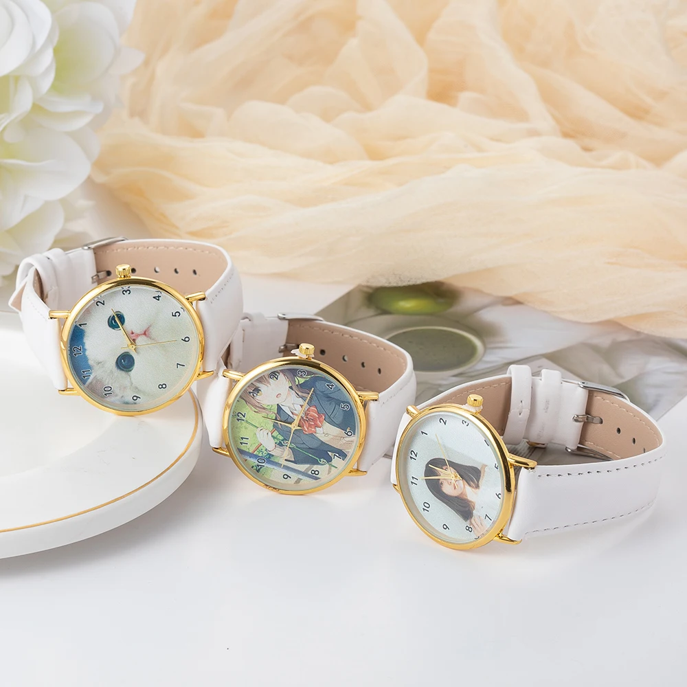 Aangepast gepersonaliseerd patroon horloge Unisex bedrukte foto Campus Punk Cool Style aangepast polshorloge Vakantie Memorial Gift