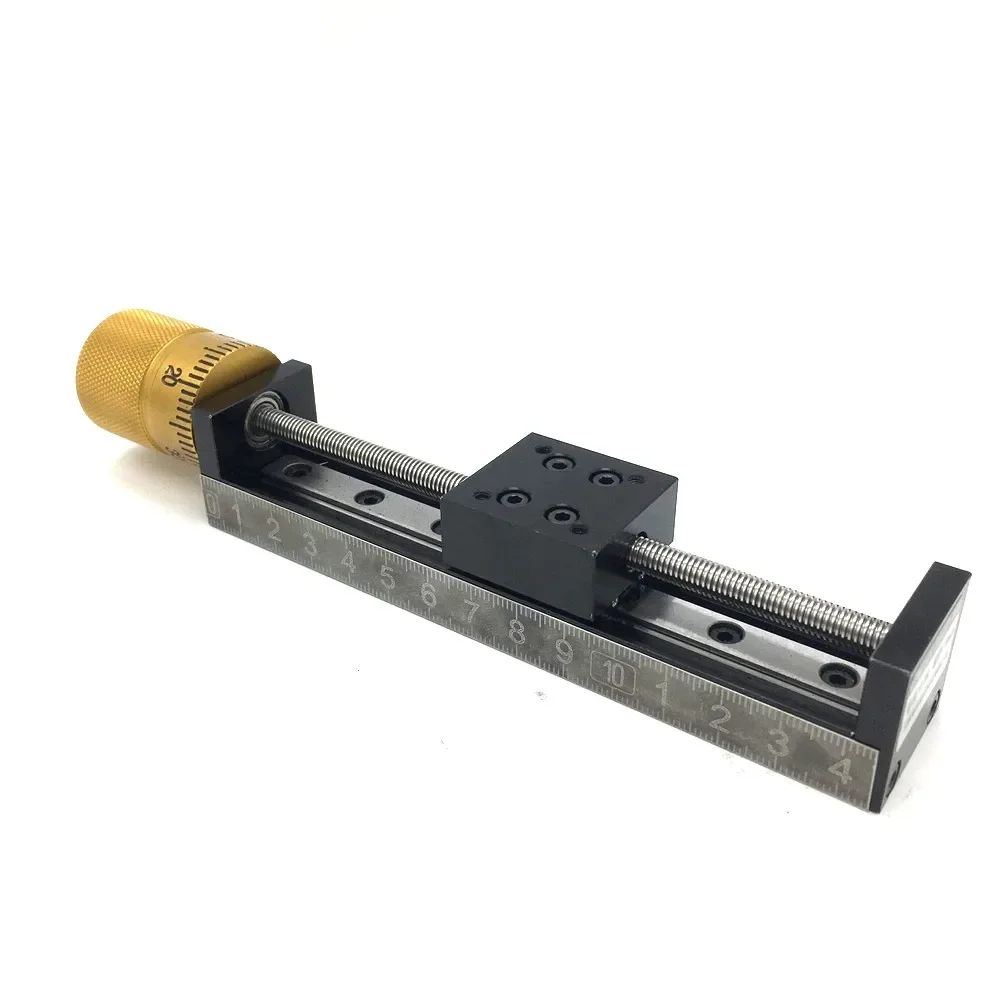 50 ~ 300Mm Slag Mini Handleiding Lineaire Module T-Type Slide Tafel Schaal Handwiel Lijn Rail Precisie Trapeziumvormige schroef 1-12Mm Pitch