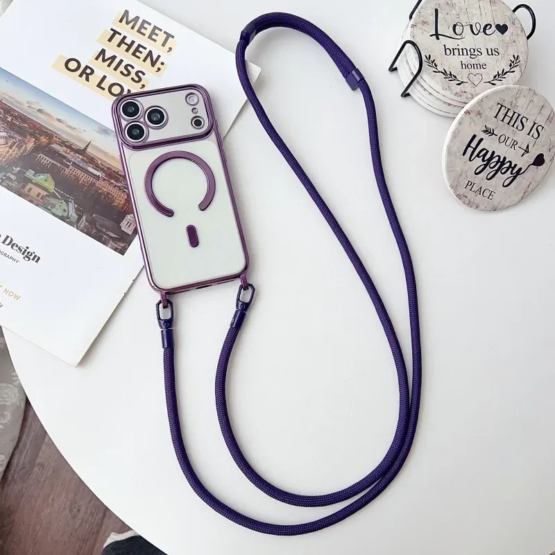 Magnetische Lanyard-Hülle für iPhone 17 Pro Max 14 13 15 16 Plus 17P Original Stoßfeste Crossbody-Halskordel-Hülle mit weichem, transparentem Cover – Detail 7