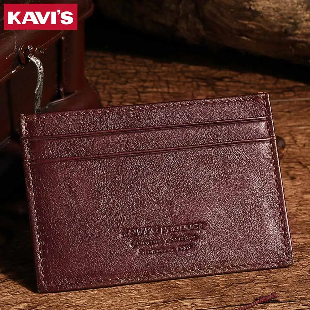 New Slim 100% Cowhide Leather Card Holder for Men Thin Mini ID Credit Cardholder Purse Minimalist Front Pocket Wallets