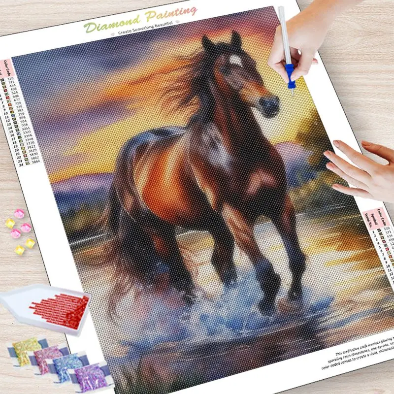 5D Diy Diamond Painting Horse Animals Full Diamond Mosaic Embroidery Cross Stitch Kit Picture Of Rhinestone Home Art Decor Gift