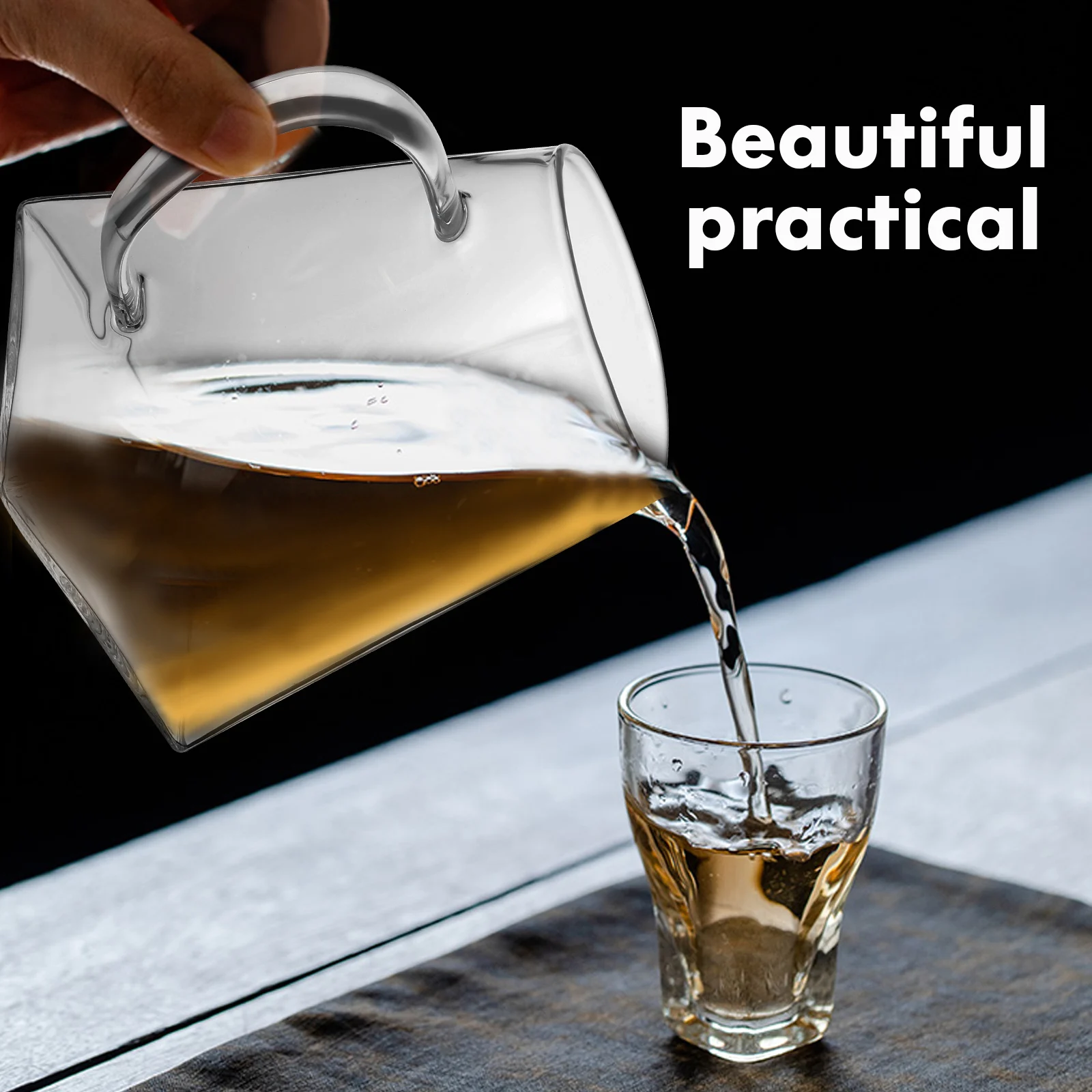 

Glass Teapot Transparent Square Large Capacity Tea Dispenser Handle Portable Stable Home Office Glass Containers