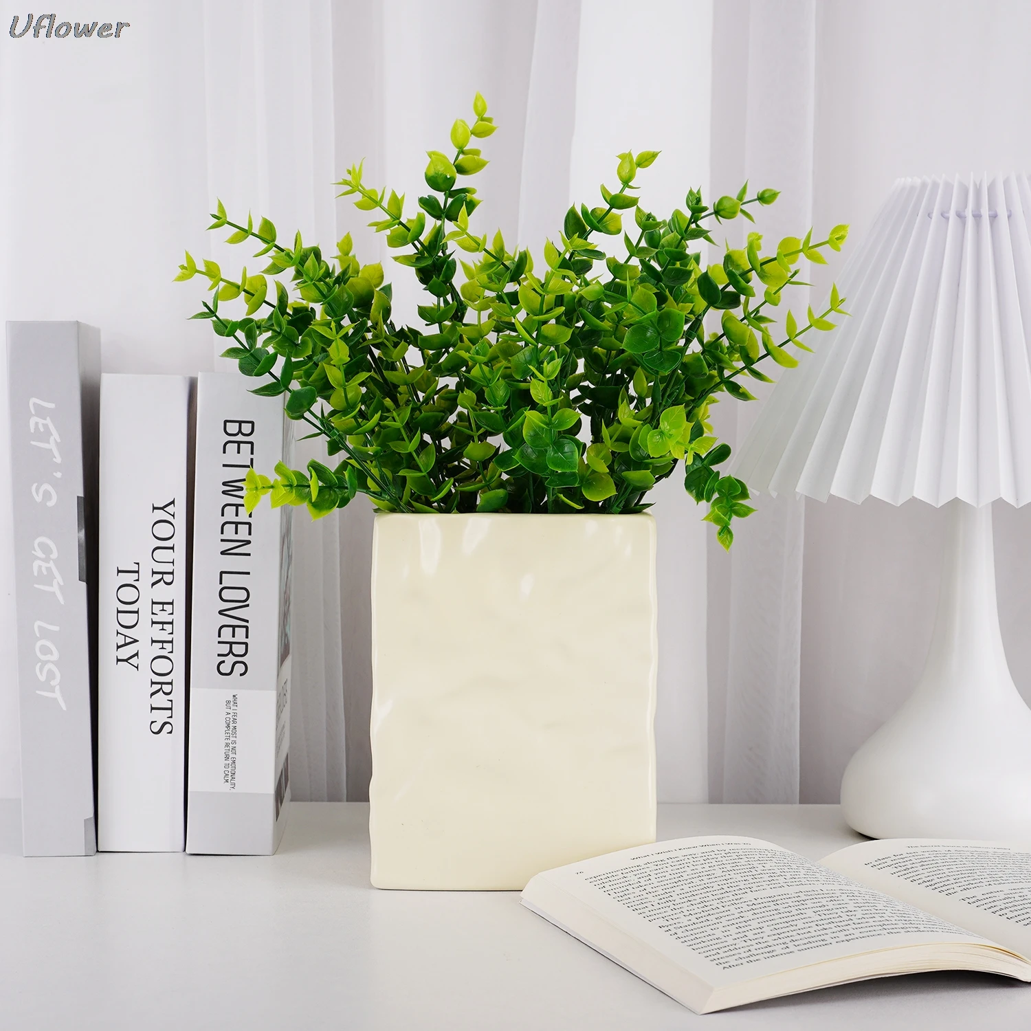 

2pcs Eucalyptus Artificial Bonsai Green Fake Plant Potted Indoor Outdoor Home Bedroom Garden Decoration Supplies