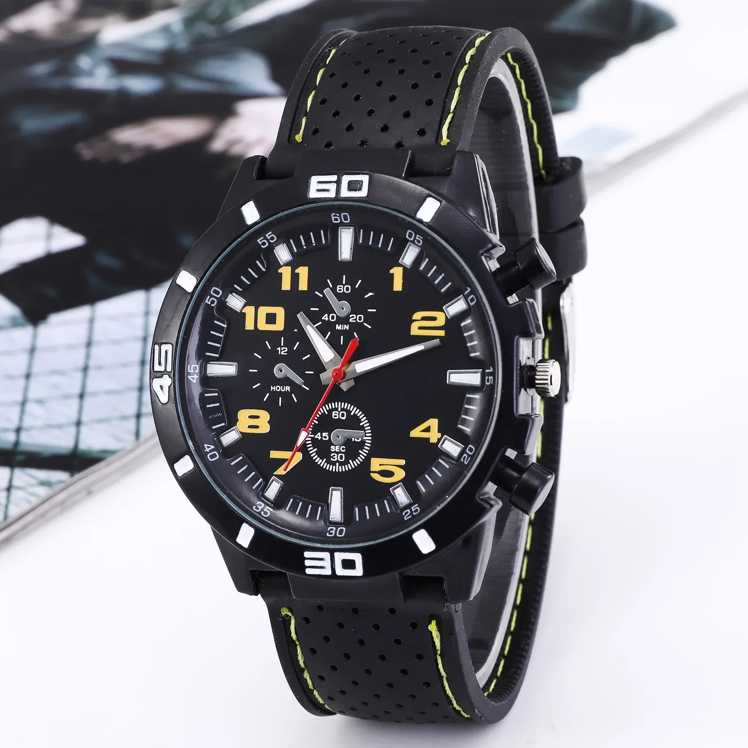 Man Watch Quartz Wristatch Casual Mens Watch Sports Watches Silicone Strap Wrist Watches Male Masculino High Quality Big Dial