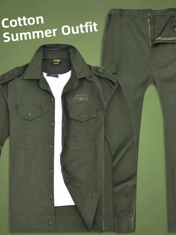 

Summer Thin Cotton Workwear Men's Set Se Clothing Casual Workwear New Sle Men's Clothing Work orm Set M