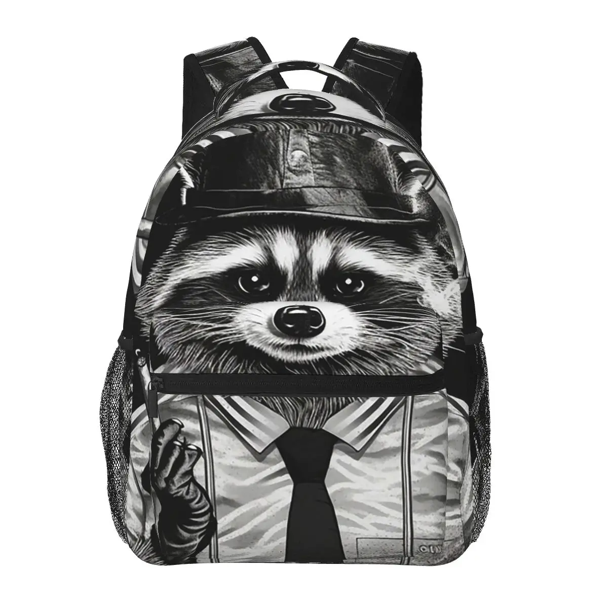 Korean Racoon Panda Smoking Student Backpack School Bag Hiking Travel Daypack for Boys Girls Fashion Bookbag Shoulder Bags