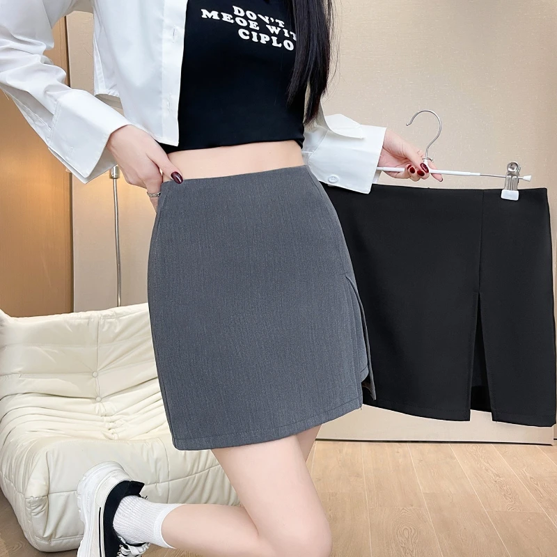 TFETTERS Women Summer Office Suit Skort High Waist Split Wrap Mini Skirt Elegant Business Workwear Fake Two Piece Short Skirt