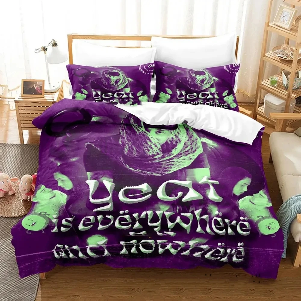 

3PCS Single-sided Yeat Printed Comforter Bedding Sets Comfortable Bedspreads Comforter Duvet King Queen Bedding Birthday Gift