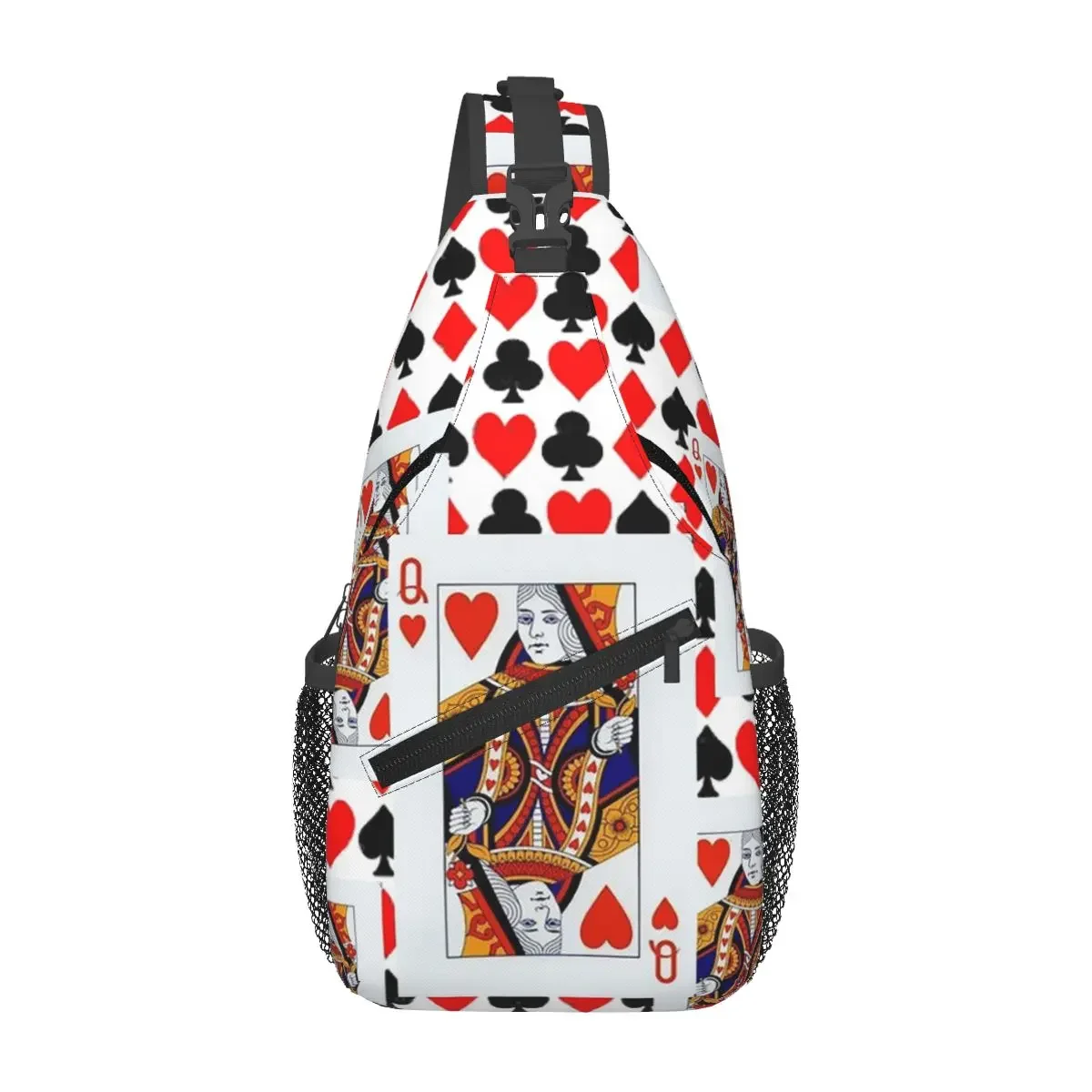 Red Queens Of Hearts Patterns Chest Bag Men Sling Crossbody Backpack Chest Bag Travel Hiking Daypack Shoulder Bag