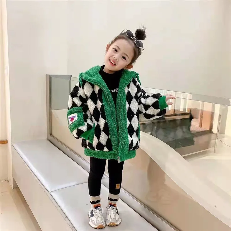 

Girls Kids Coat Jacket Overcoat Cotton 2022 Beauty Warm Plus Thicken Velvet Winter Sports Teenager School Children's Clothing