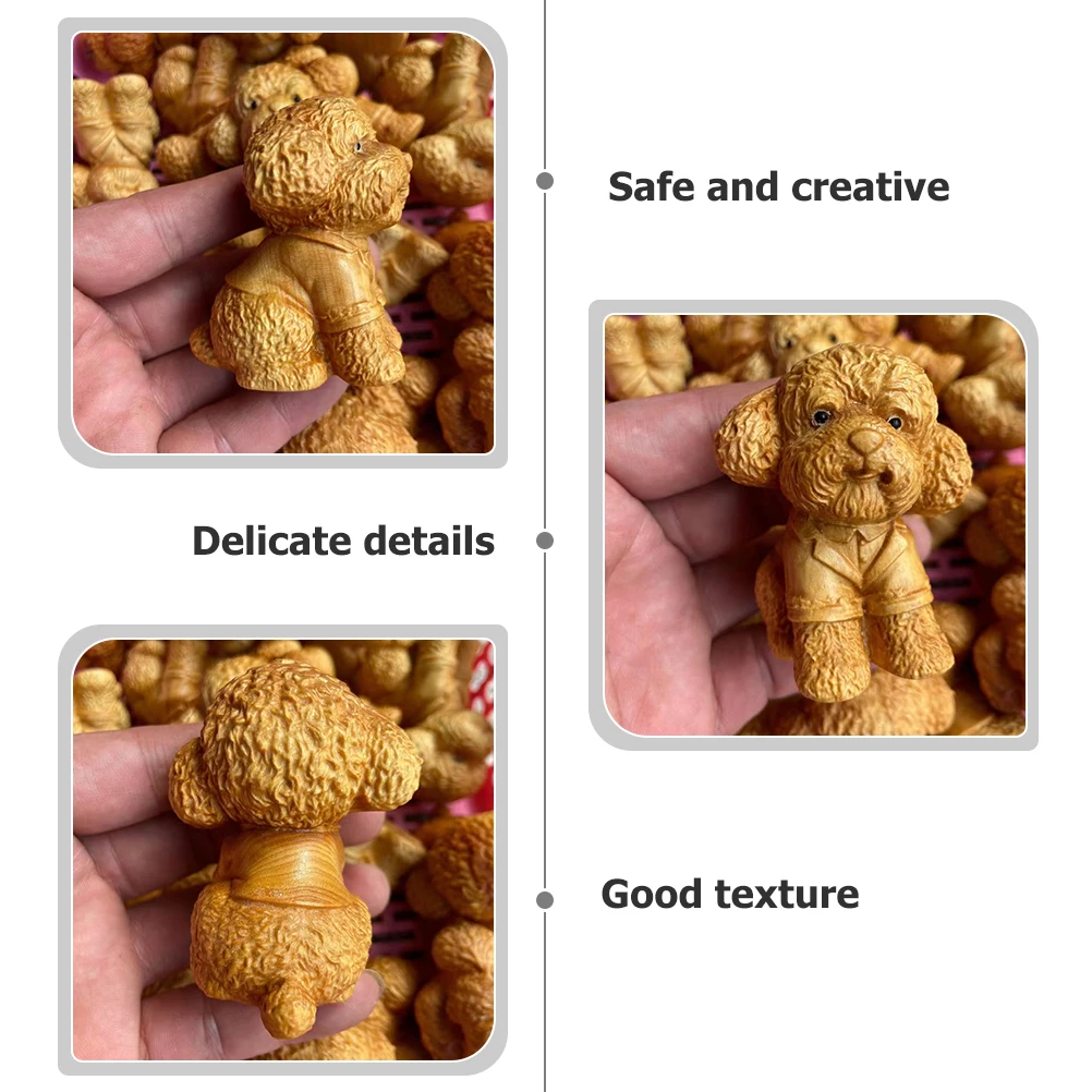 

CliffTeddy Dog Statue 5cm Woodcraft naments for Home Decor Small Animal Carving Gifts Kids Dog Collectibles