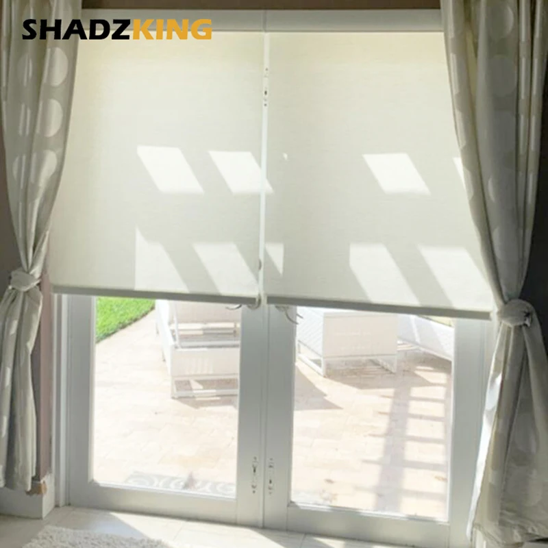 Shadzking Light Filtering Roller Blinds for Windows Motorized Privacy Protection Roller Shades Window Blinds for Sliding Doors