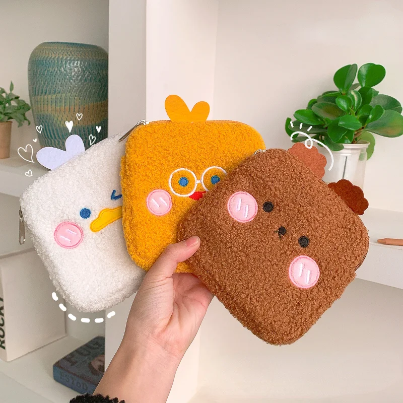 Mini Coin Purse Bags Kawai Rabbit Bear Pattern Money Wallet Case Portable Washing Bags Sanitary Napkin Bag Ins Girls Storage Bag