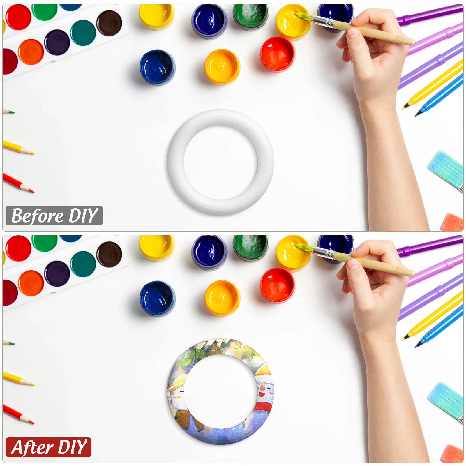 Immagine 6: 30 Pezzi Anelli Circolari in Schiuma Bianca per Fai da Te, Accessori per Ghirlande e Lavoretti Artistici per Bambini