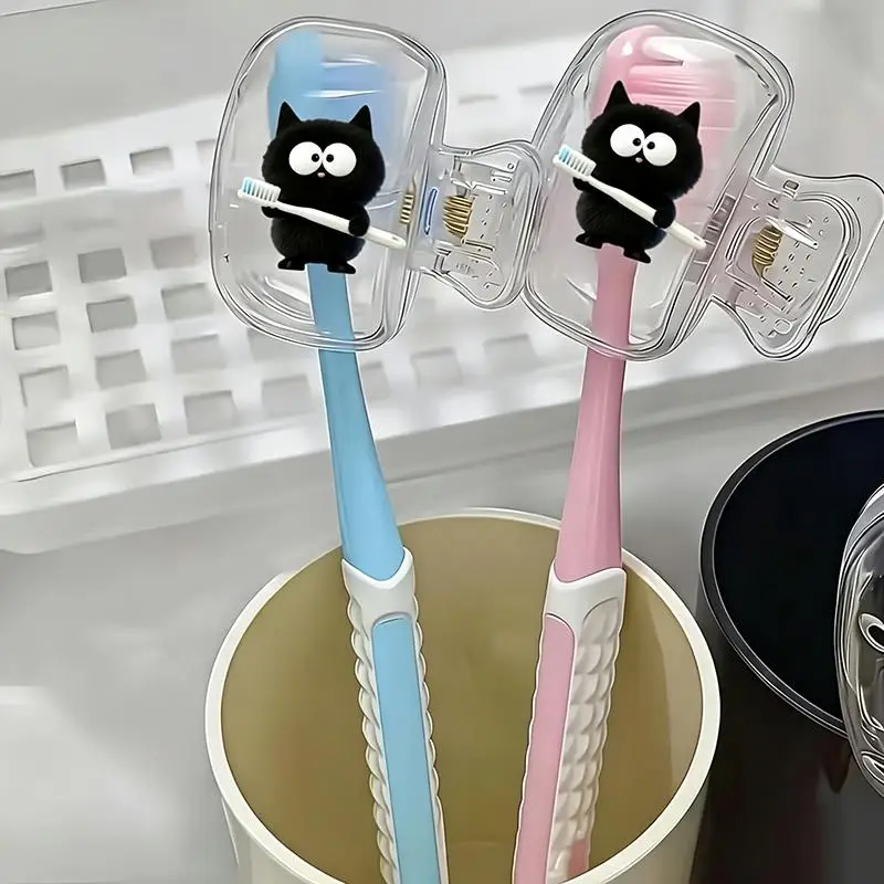 1/2Pcs Kitten Toothbrush Cover, Portable Storage Holder, Bathroom Accessory For Home & Travel