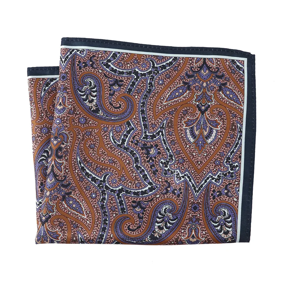 Vintage Paisley Dot Print Pocket Square for Men