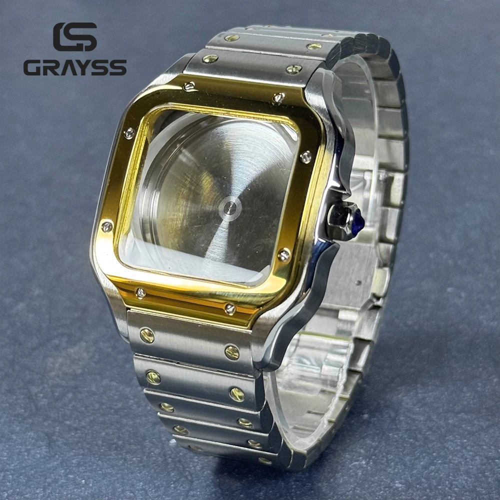 حافظة ساعة مربعة Santos NH35 38 مللي متر 316L ملحقات ساعة من الفولاذ المقاوم للصدأ أجزاء تعديل لحركات NH35 4R35 NH36 4R36