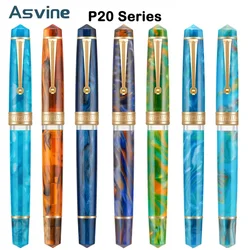 Asvine P20 Piston Filling Fountain Pen Acrylic Beautiful Patterns EF/F/M Nib with Golden Clip Office School Supplies Stationery