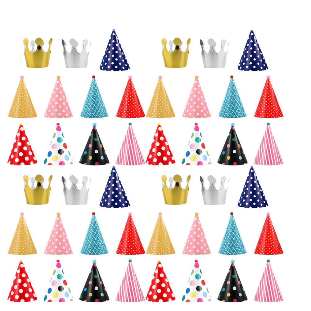 44pcs Chic Birthday Paper Hat Creative Children Photo Props Unique Paper Party Supplies Favors for Kids