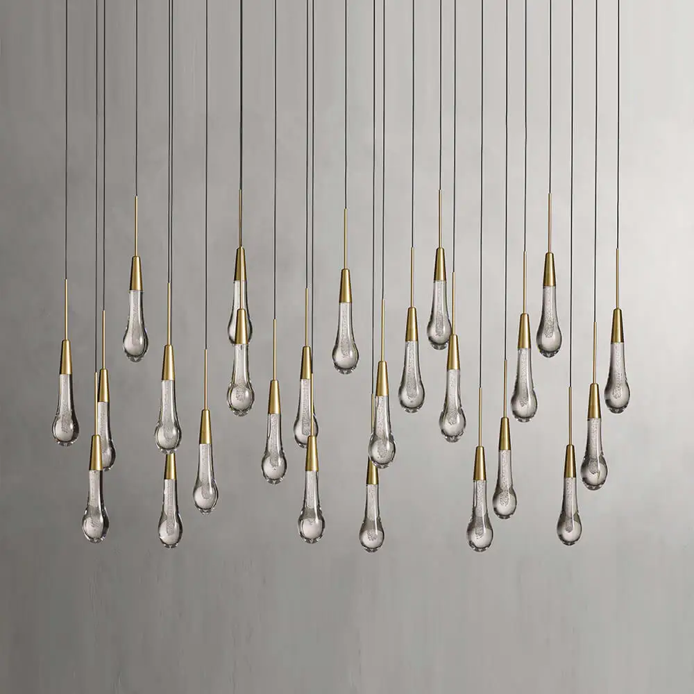 Nordic raindrop crystal chandelier modern home kitchen island dining room linear water drop chandelier
