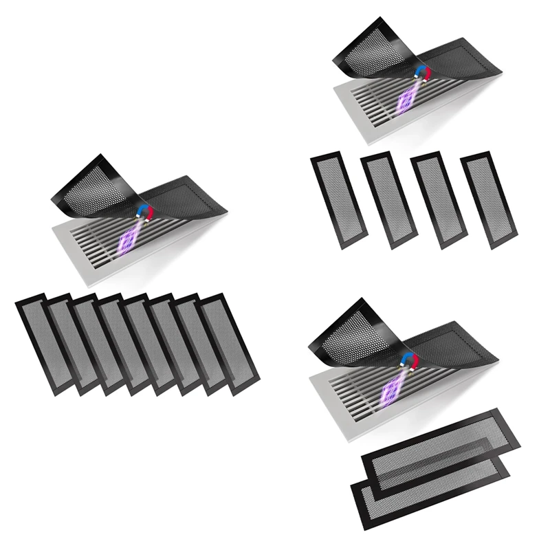 

8 шт. магнитная вентиляционная крышка для пола 4X10 дюймов, крышка для вентиляции воздуха, ПВХ для стены, потолка, пола, захватывает мусор, прочный