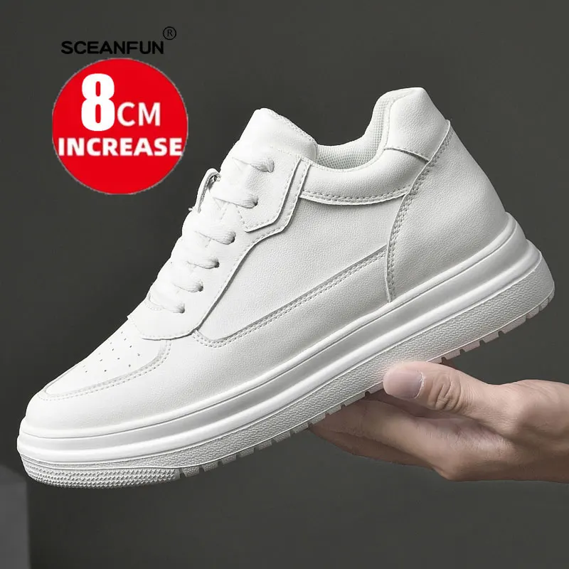 Lift sneakers man elevator shoes height increase insole 8cm white black taller shoes men leisure fashion Sports plus size 36-44