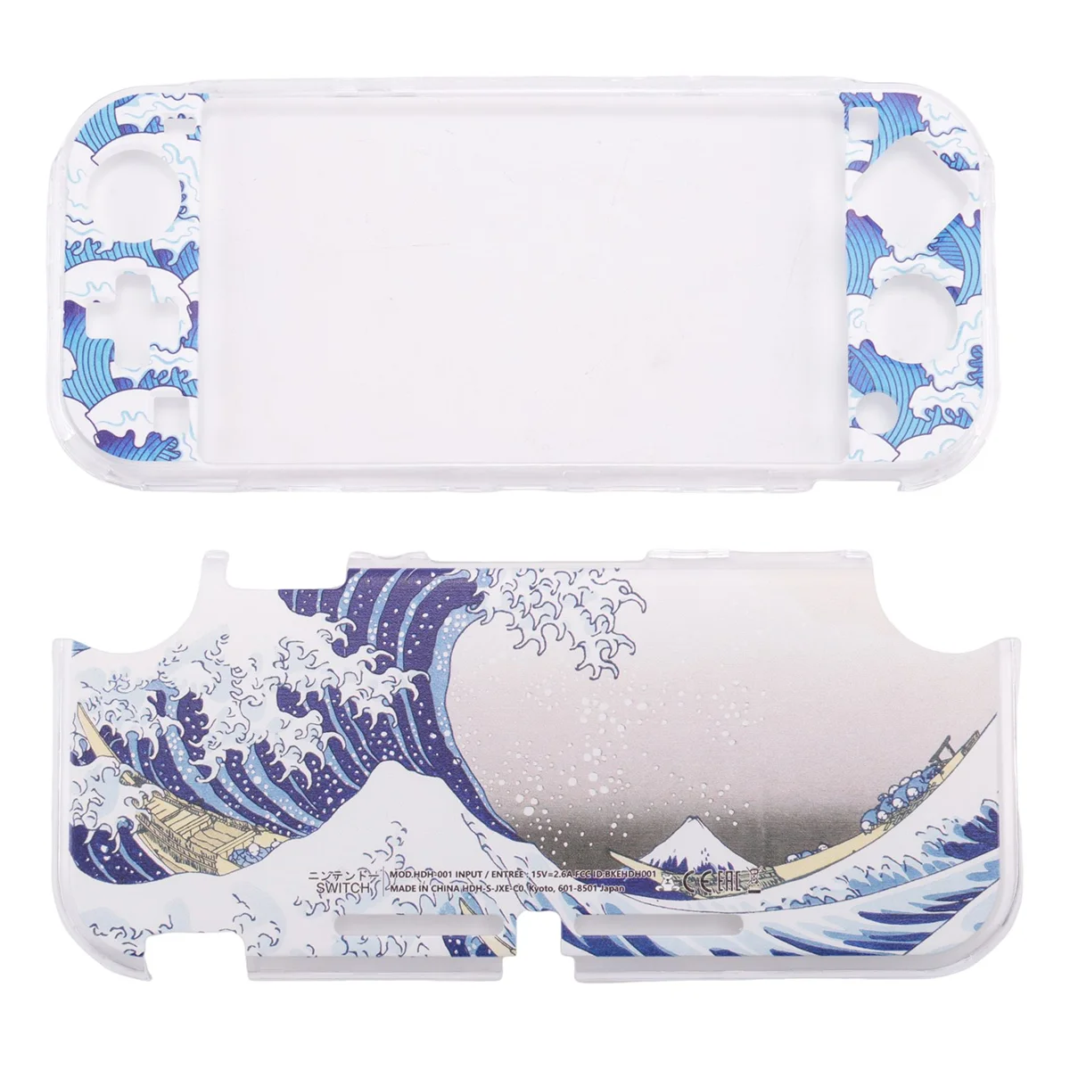 Popular for Nintendo Switch Lite Protective Shell, Full Cover Upper and Lower Cover Painted Shell SX-117 Ukiyo-E Sea Waves