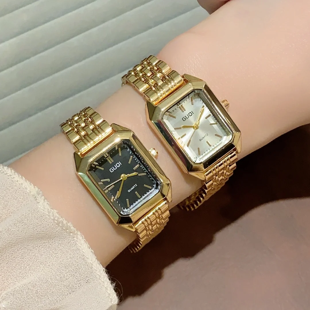 Women's Fashion Square Watches Gold Alloy Strap Ladies Quartz Wristwatches Female Roman  Clock Business Watch relógio feminino