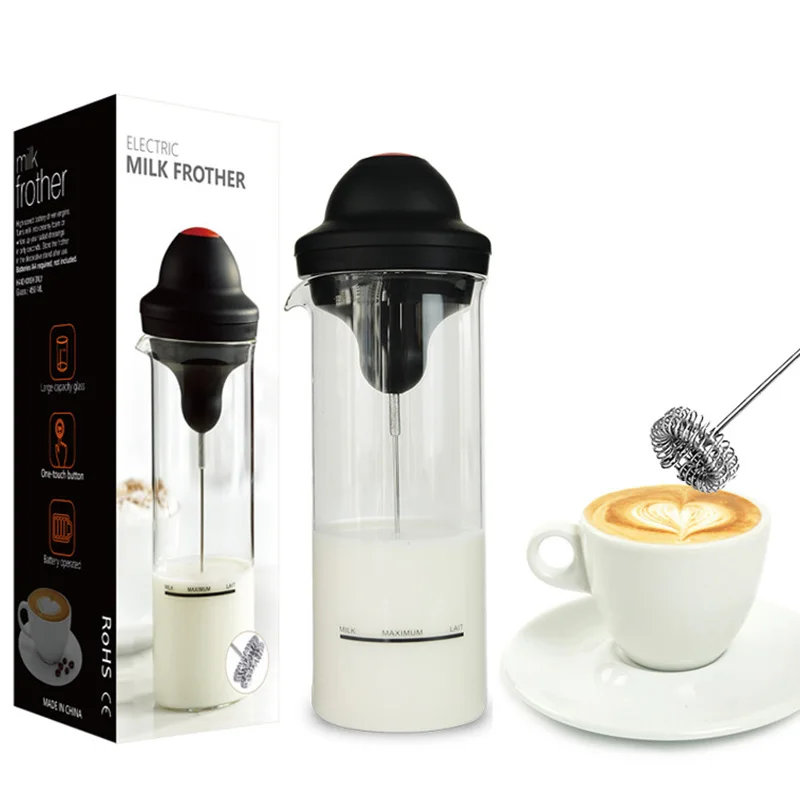 Espumador de leche eléctrico de vidrio, máquina automática de espuma de café, batidor portátil, mezclador de bebidas para café, capuchino, Frappe,