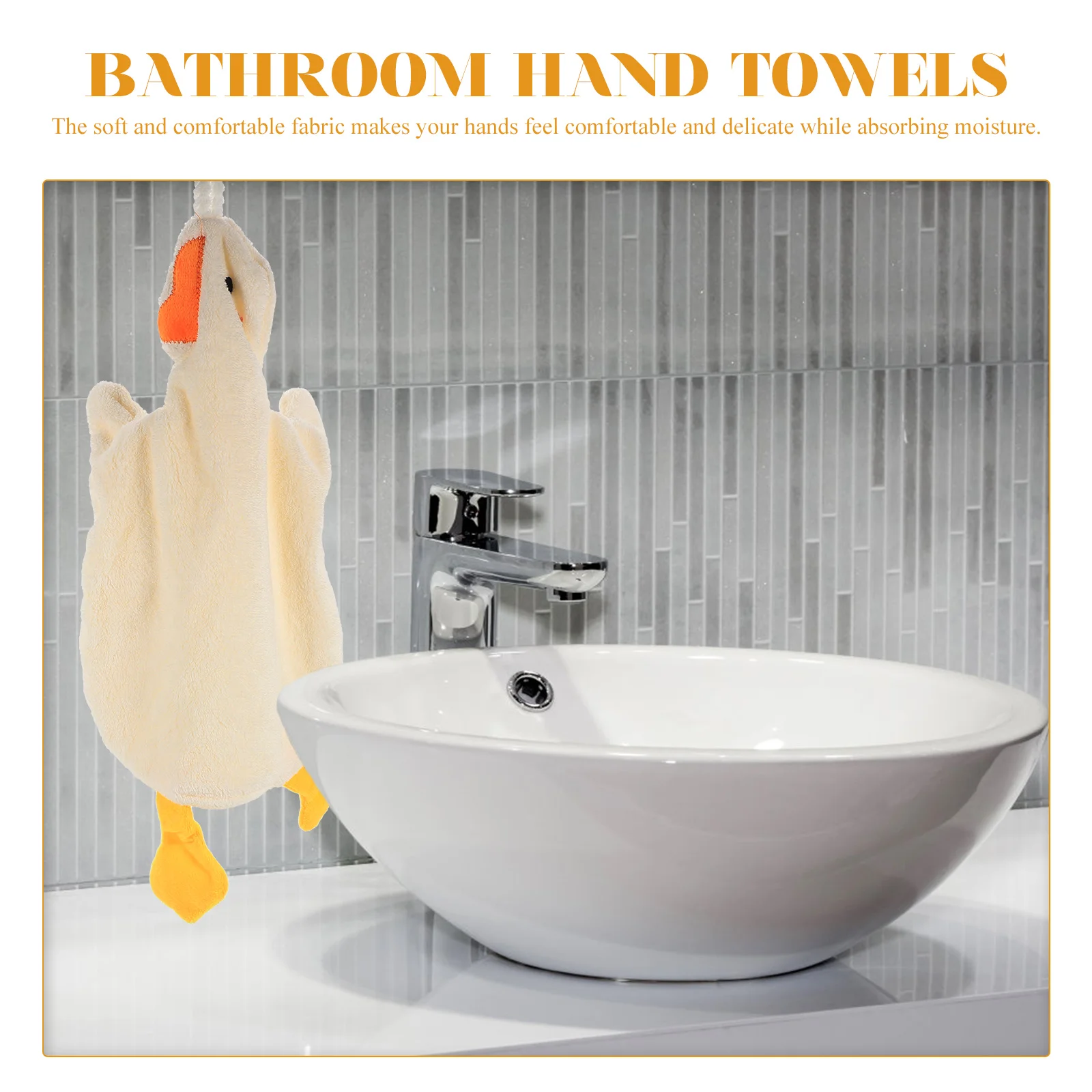 

2pcs Duck Towels Coral Fleece Hand Towels With Hanging Loops Living Room Bathroom Kitchen Absorbent Quick Dry Hanging Loop Space