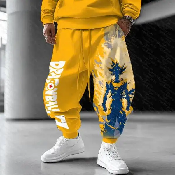 Yellow Dragon Ball Goku Sweatpants Cotton Anime Pants Unisex Loose