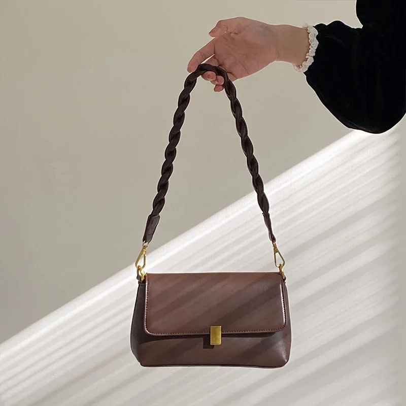 

Sac sous les bras en cuir PU vintage pour femme, petit sac initié, sac à main décontracté, portefeuille mobile populaire, design