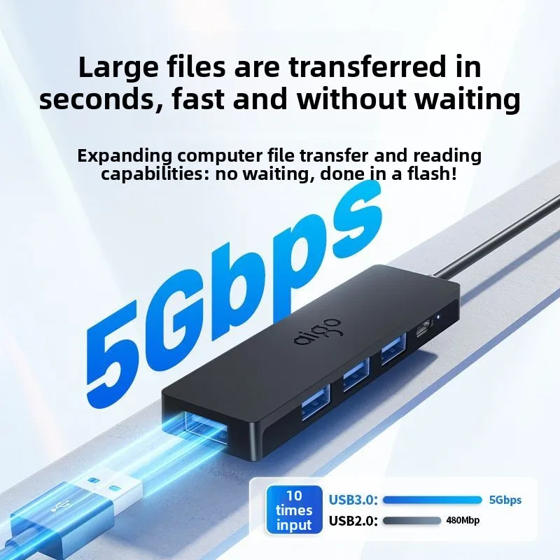 Aigo USB 3.0 Hub with Power Adapter Type C Port Multi Port Extender for Laptop PC Macbook