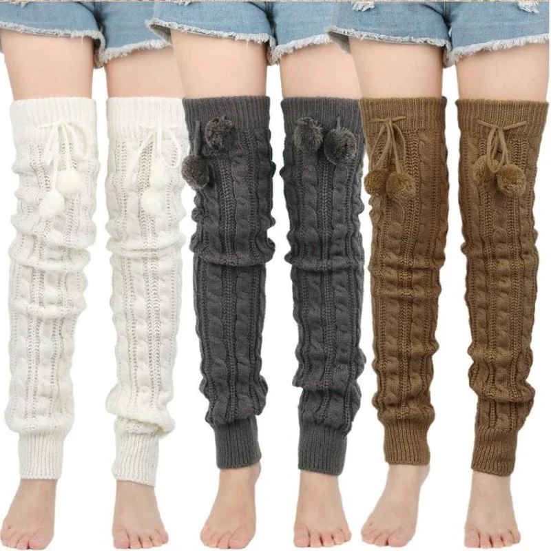

Women's Long Leg Warmers Thickened Over Knee Warm Boot Cover Lolita Knitted Crochet Socks Boot Cuffs Pile Socks Party Dance 65cm