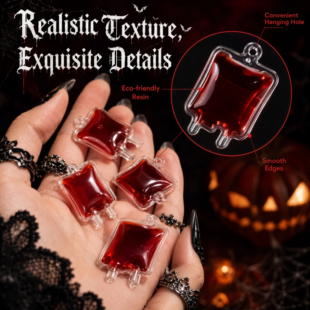 1/3/10pcs Gothic Simulation Blood Drop Bag Pendant for Earring Keychain DIY, Halloween Horror Party Decoration