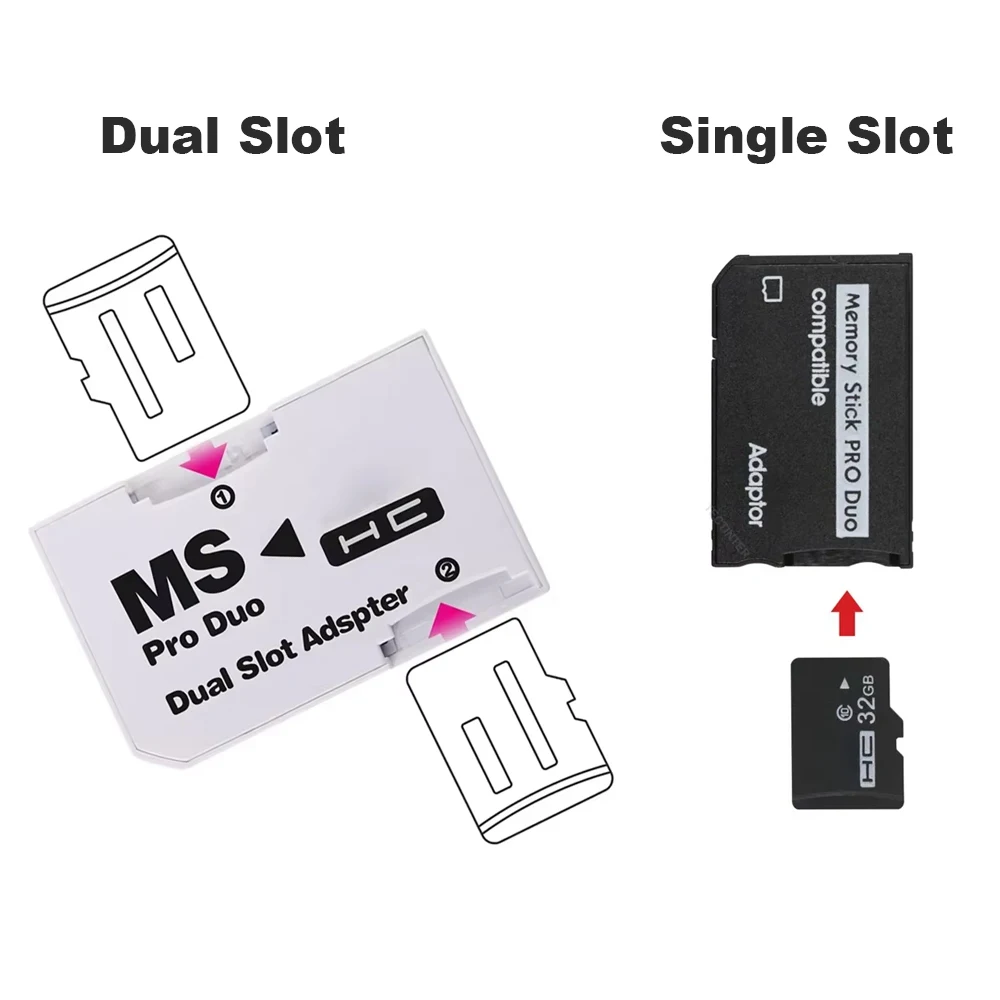 TF to MS SD Card for PSP1000/PSP2000/PSP3000 Memory Stick Pro Duo Reader Converter Adapter Dual Slot Adapter for PSP Accessories view 6