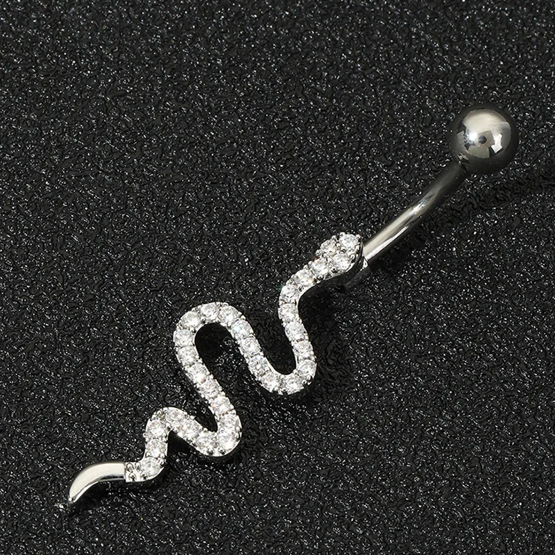 1 piece of women's light luxury retro sexy snake rhinestone navel stud suitable for party gathering daily wear body chain