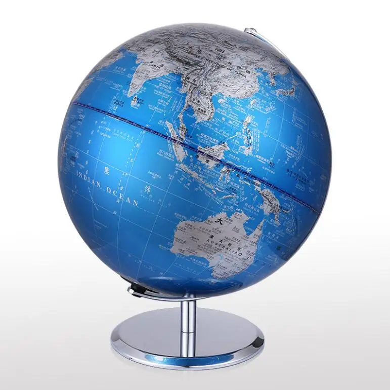 

European Plastic Sphere Metal Base World Globe Furnishings Medium-sized Pupils Use Office Study Teaching Decoration Ornaments