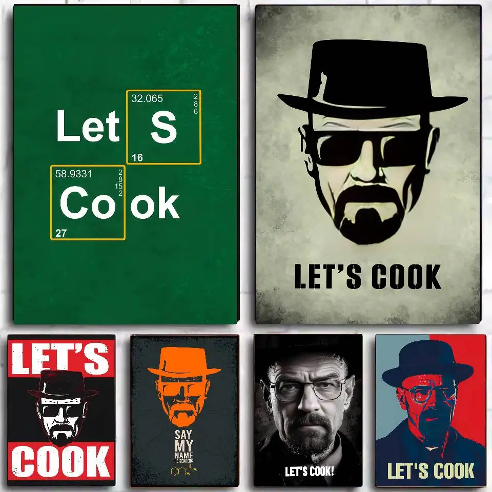 Póster de película B-Breaking Bad Heisenberg, arte autoadhesivo, pegatina de papel impermeable, decoración de pared de habitación, Bar, cafetería